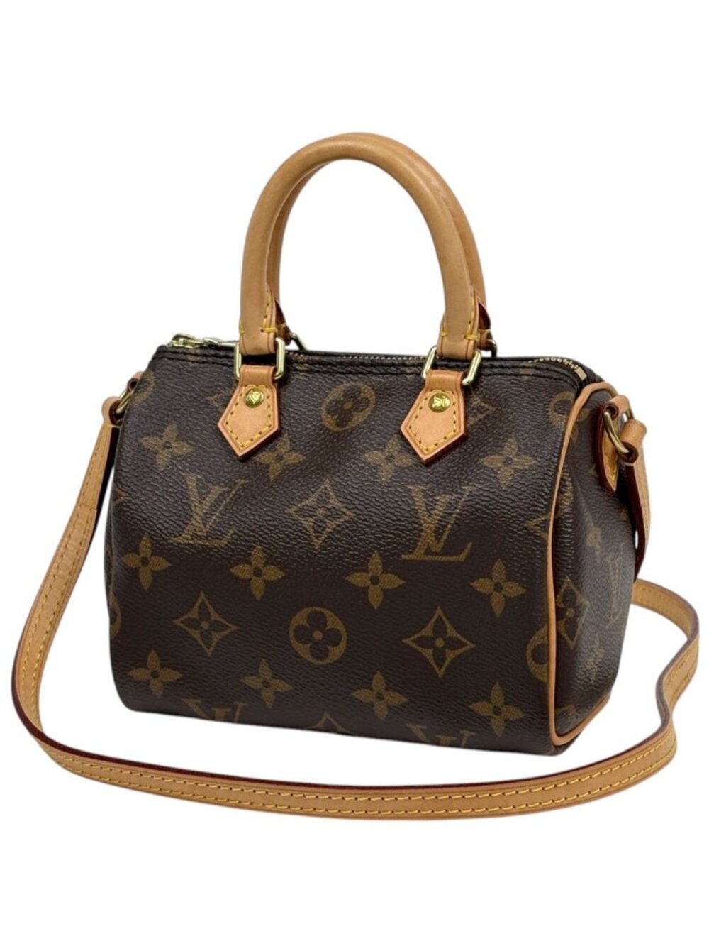 Louis Vuitton Nano Speedy Shoulder Bag 2-Way Monogram Brown